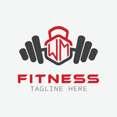 initial monogram for Fitness logo with Polygon style design