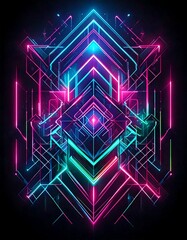 Abstract neon geometric wallpaper 