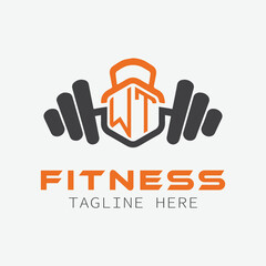 initial monogram for Fitness logo with Polygon style design