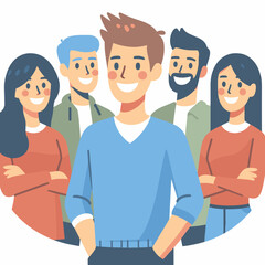 Obraz premium Diverse Group of Friends in Flat Illustration Style