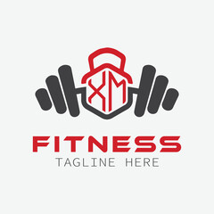 initial monogram for Fitness logo with Polygon style design