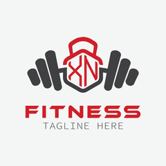 initial monogram for Fitness logo with Polygon style design