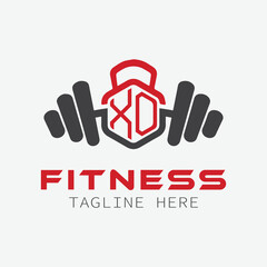 Fototapeta premium initial monogram for Fitness logo with Polygon style design