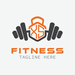 initial monogram for Fitness logo with Polygon style design