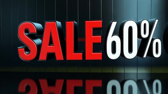 A vibrant display highlights a significant sale offering 60 percent off on various items. The bold lettering draws attention, enticing shoppers to explore the deals available