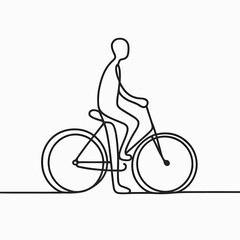 Obraz premium Minimalist One Line Art of a Person Riding a Bicycle in Simple Style