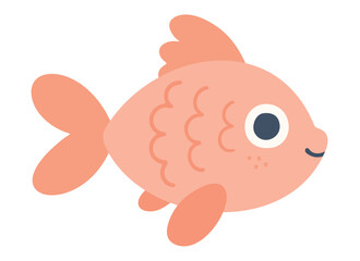 Cartoon fish in soft orange or peach tones. Minimalist child friendly design.