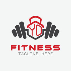 initial monogram for Fitness logo with Polygon style design