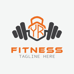 initial monogram for Fitness logo with Polygon style design