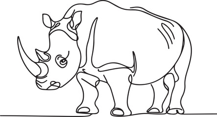 Creative Rhinoceros Line Drawing Artwork