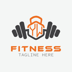 initial monogram for Fitness logo with Polygon style design