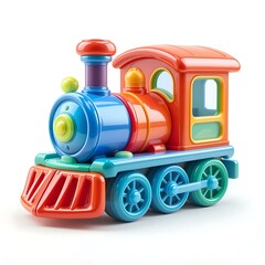 Fototapeta premium Colorful Plastic Toy Train, Kids' Choo Choo Locomotive