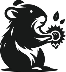 Hamster black vector animal silhouette