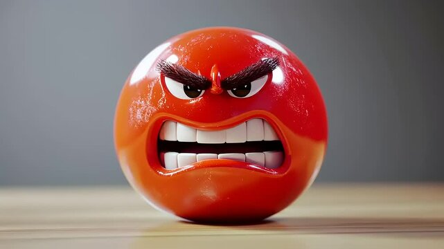 Angry Red Ball 3D Render:  A Furious Expression in Digital Art