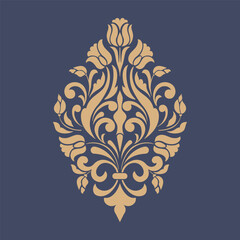 Vector damask stencil element. Floral baroque ornament pattern design. Vintage victorian arabesque motif. © garrykillian