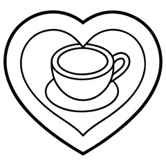 Stylish Coffee Love Symbol Line Art