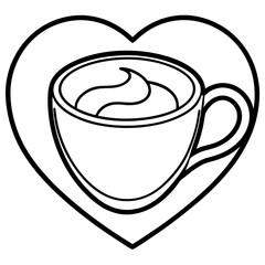 Stylish Coffee Love Symbol Line Art