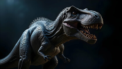 Naklejka premium Powerful Tyrannosaurus Rex Dark Dramatic Pose Detailed 3D Render
