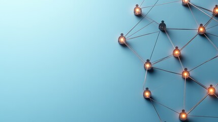 People Network Connected Figures on Blue Background, social, connection