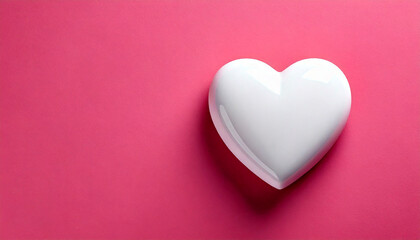 Minimal White Heart on Pink Background