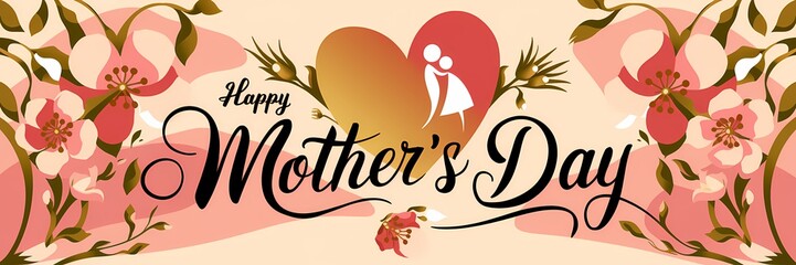 Elegant Happy Mother's Day greeting with glowing artistic typography floral details a heartwarming message in a high-resolution digital artwork perfect for celebration Mother's Day illustration design