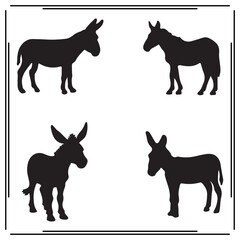 Donkey silhouette, Donkey illustration , Donkey clipart, Donkey vector ,Donkey icon , black Donkey, Donkey illustration on white background, Donkey vector illustration ,