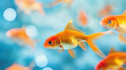 Fototapeta premium Vibrant goldfish swimming gracefully