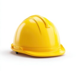 Bright Yellow Hard Hat Isolated on White Background for Safety