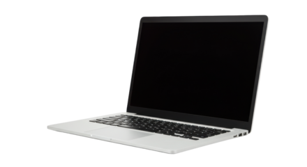Sleek silver laptop with a blank screen, showcasing modern design and technology