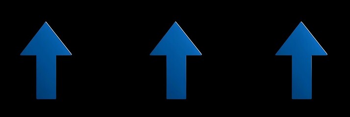 Blue arrow pointing up, solid black background, graphic presentation. , --ar 3:1 --iw 3 - Image #4 @Mona