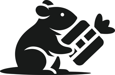 Hamster black vector animal silhouette