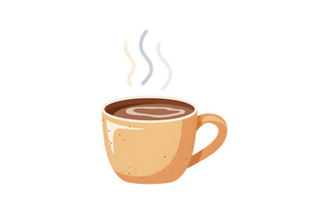 Obraz premium Simple vector illustration of a ceramic mug filled with a dark beverage, with steam rising from it, suggesting a warm drink like coffee or tea, perfect for cafe or breakfast themes.