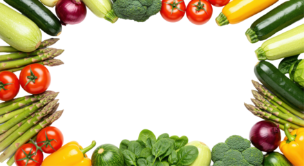 Fresh vegetables arranged in a vibrant border, showcasing healthy eating options