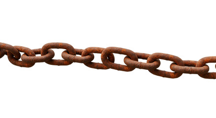 Obraz premium Rusty metal chain links on a transparent background, showcasing wear and texture