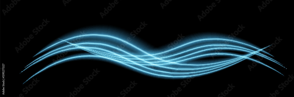 Wall mural light speed motion effect. blue color spiral glow effect. magic shiny line sparkles and sequins