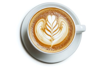 Cup of coffee isolated on white background top