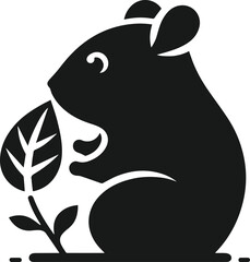Hamster black vector animal silhouette