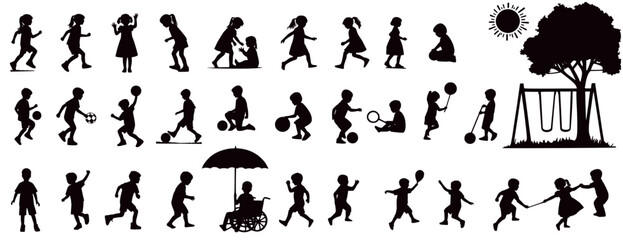 Fototapeta premium Children Playing Silhouettes
