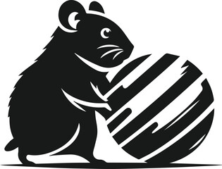 Hamster black vector animal silhouette
