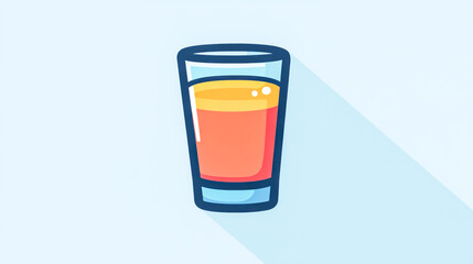 Obraz premium Icon of a glass of water or smoothie, featuring a refreshing drink with vibrant colors and a clean, simple design