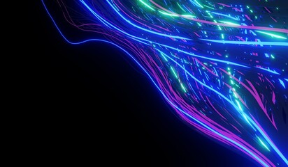 modern line dynamic, effect, neon light, abstract background, texture, 3d illustration