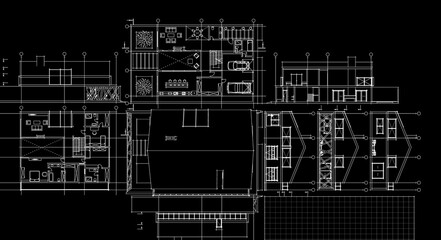  house architectural project sketch 3d illustration