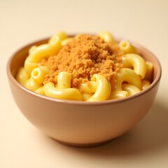 A creamy, cheesy bowl of macaroni and cheese with crispy breadcrumbs on top.