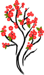 vector illustration of a tree with flowers, sakura flower , vector japanese vibes