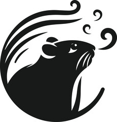 Hamster black vector animal silhouette