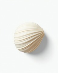 Single white seashell with subtle ridges, natural and delicate, soft shadows