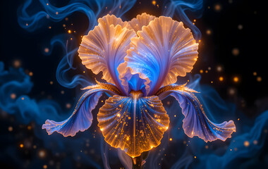 Obraz premium orange flower on blue