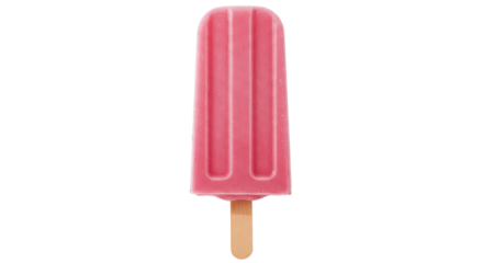 Vibrant pink popsicle on a white background, showcasing a refreshing summer treat