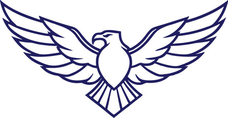 Obraz premium Vector eagle icon with spread wings, perfect for logos and branding. Clean, modern design for versatile use.