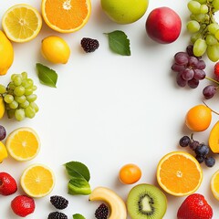 Vibrant fruit arrangement kitchen table photography bright lighting top-down view freshness concept